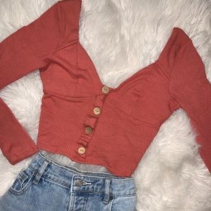 Button down crop top